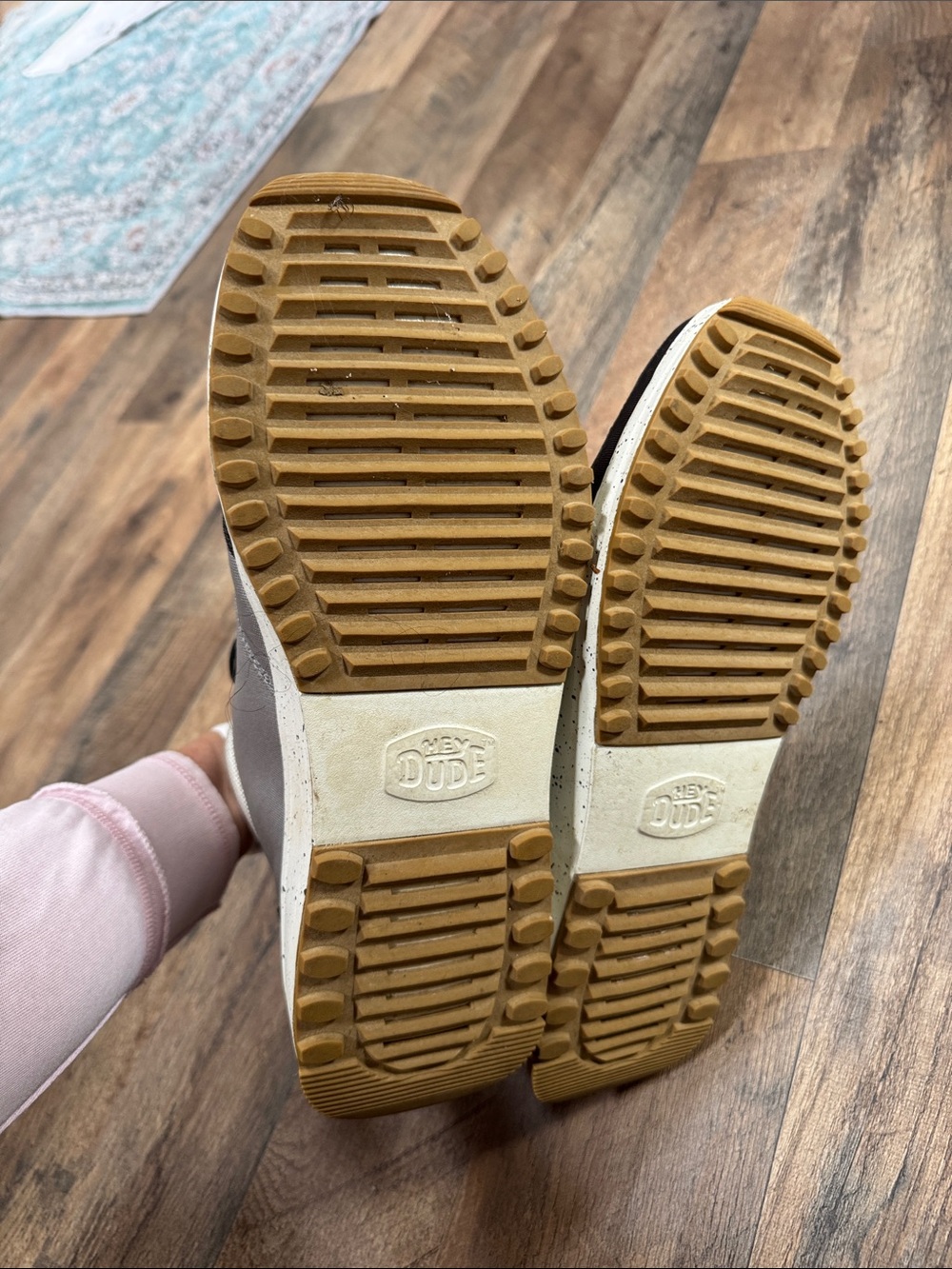 Hey Dude Men's Light Gray Sneakers with Mustard Lining - Picture 7 of 9